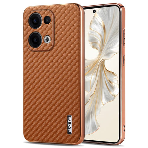 AZNS For Oppo Reno13 5G (Global) Case Electroplating Carbon Fiber Texture PU + TPU Phone Cover
