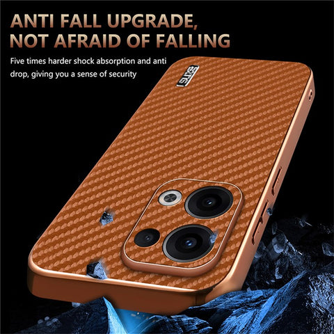 AZNS For Oppo Reno13 5G (Global) Case Electroplating Carbon Fiber Texture PU + TPU Phone Cover