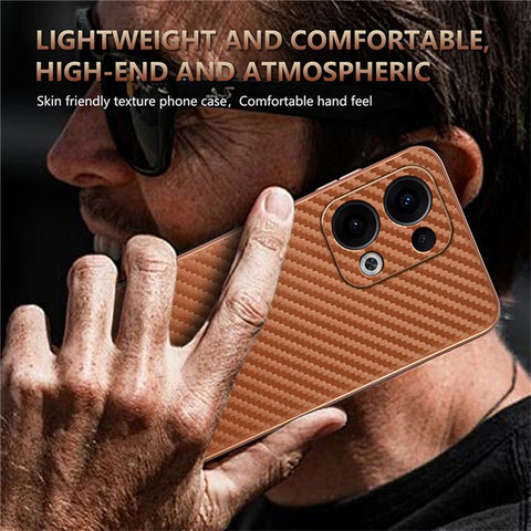 AZNS For Oppo Reno13 5G (Global) Case Electroplating Carbon Fiber Texture PU + TPU Phone Cover