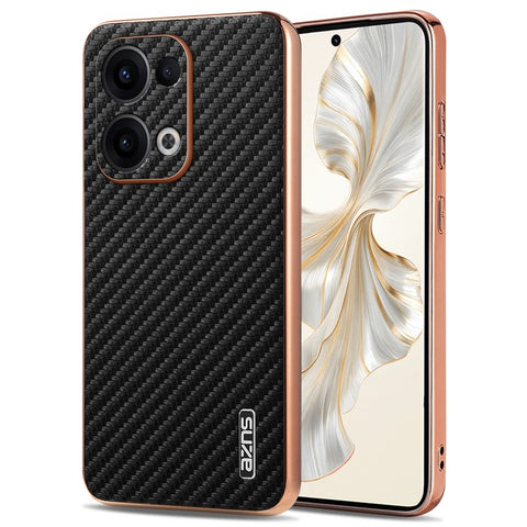AZNS For Oppo Reno13 5G (Global) Case Electroplating Carbon Fiber Texture PU + TPU Phone Cover