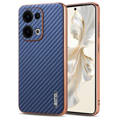 AZNS For Oppo Reno13 5G (Global) Case Electroplating Carbon Fiber Texture PU + TPU Phone Cover