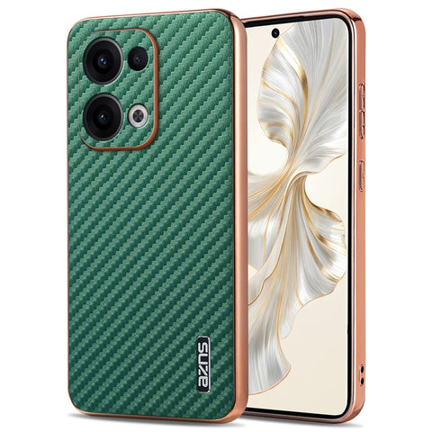 AZNS For Oppo Reno13 5G (Global) Case Electroplating Carbon Fiber Texture PU + TPU Phone Cover