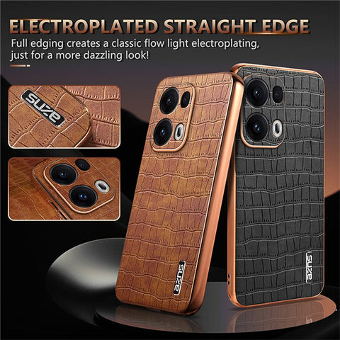 AZNS For Oppo Reno13 Pro 5G Case Electroplating Crocodile Texture PU + TPU Phone Cover