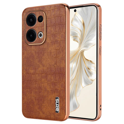 AZNS For Oppo Reno13 5G (Global) Case Electroplating Crocodile Texture PU + TPU Phone Cover