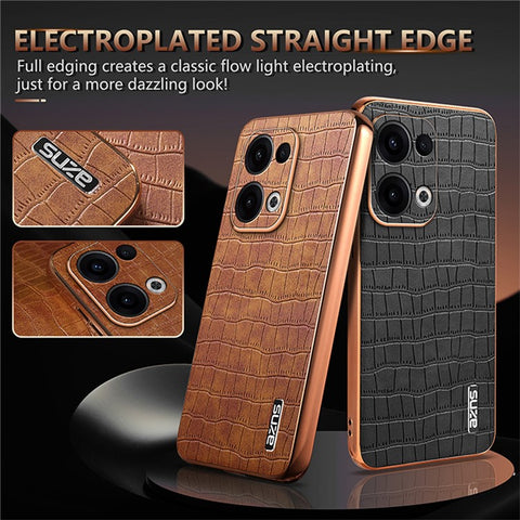 AZNS For Oppo Reno13 5G (Global) Case Electroplating Crocodile Texture PU + TPU Phone Cover