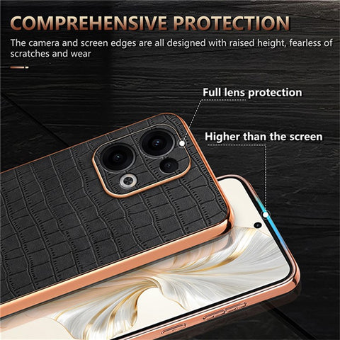 AZNS For Oppo Reno13 5G (Global) Case Electroplating Crocodile Texture PU + TPU Phone Cover