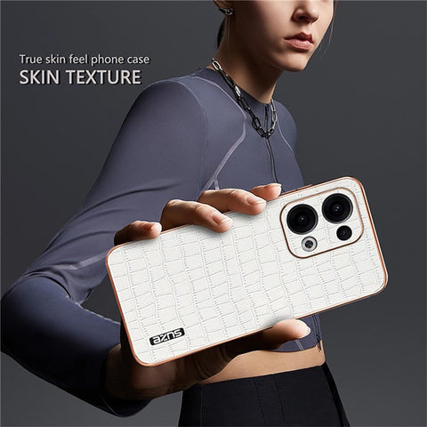 AZNS For Oppo Reno13 5G (Global) Case Electroplating Crocodile Texture PU + TPU Phone Cover