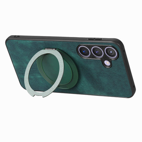 For Samsung Galaxy S24+ / Galaxy S25+ Phone Case with Rotating Kickstand Stress Relief Retro Leather Back Cover