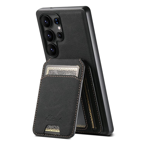 SUTENI H16 For Samsung Galaxy S25 Ultra Magnetic Case Kickstand Phone Cover Detachable Card Holder