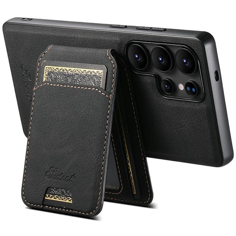 SUTENI H16 For Samsung Galaxy S25 Ultra Magnetic Case Kickstand Phone Cover Detachable Card Holder