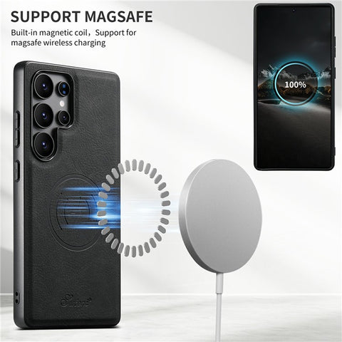 SUTENI H16 For Samsung Galaxy S25 Ultra Magnetic Case Kickstand Phone Cover Detachable Card Holder