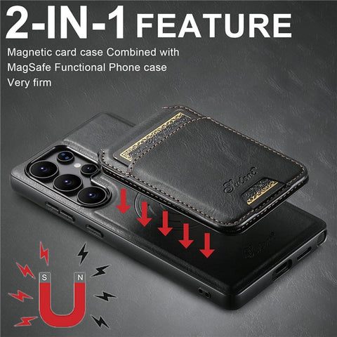 SUTENI H15 For Samsung Galaxy S25 Ultra Magnetic Case Detachable Card Holder Phone Cover