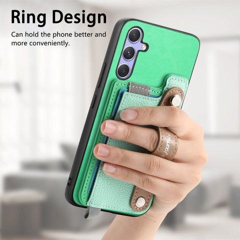 For Samsung Galaxy S25 / Galaxy S24 Magnetic Leather Back Case with Detachable Card Holder and Wristband