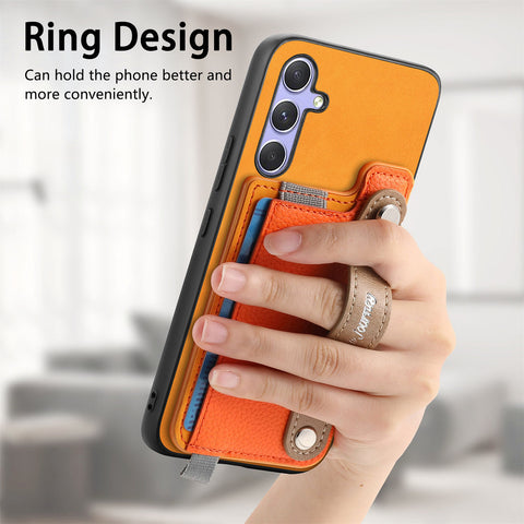 For Samsung Galaxy S25 / Galaxy S24 Magnetic Leather Back Case with Detachable Card Holder and Wristband