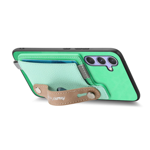 For Samsung Galaxy S25 / Galaxy S24 Magnetic Leather Back Case with Detachable Card Holder and Wristband