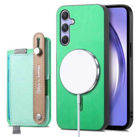 For Samsung Galaxy S25 / Galaxy S24 Magnetic Leather Back Case with Detachable Card Holder and Wristband
