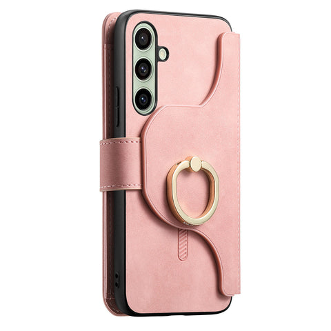 For Samsung Galaxy S23 FE Magnetic Leather Case with Detachable RFID Blocking Zipper Wallet Cover