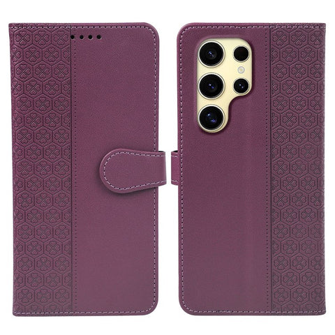 For Samsung Galaxy S24 Ultra Case Magnetic Clasp Four Leaf Clover Leather Phone Cover
