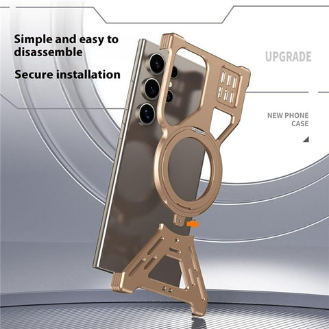 For Samsung Galaxy S22 Ultra 5G Bumper Magnetic Case Kickstand Phone Back Cover Heat Dissipation