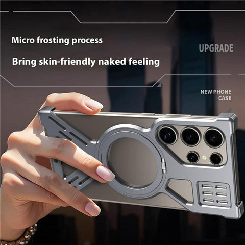 For Samsung Galaxy S22 Ultra 5G Bumper Magnetic Case Kickstand Phone Back Cover Heat Dissipation