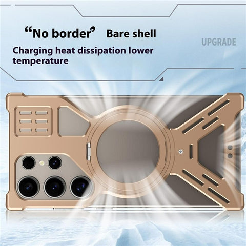 For Samsung Galaxy S22 Ultra 5G Bumper Magnetic Case Kickstand Phone Back Cover Heat Dissipation