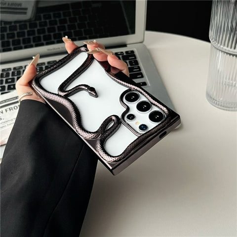 For Samsung Galaxy S24 Ultra Bumper Case Hollow Snake Design TPU Phone Cover