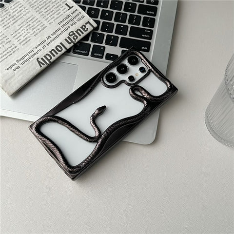 For Samsung Galaxy S24 Ultra Bumper Case Hollow Snake Design TPU Phone Cover