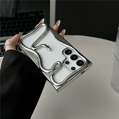 For Samsung Galaxy S24 Ultra Bumper Case Hollow Snake Design TPU Phone Cover