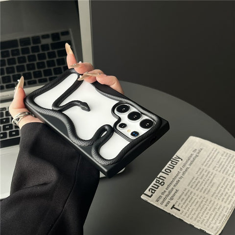 For Samsung Galaxy S24 Ultra Bumper Case Hollow Snake Design TPU Phone Cover