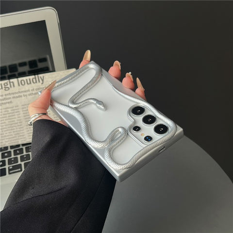 For Samsung Galaxy S22 Ultra 5G Bumper Case Hollow Snake Design TPU Phone Cover