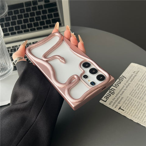 For Samsung Galaxy S22 Ultra 5G Bumper Case Hollow Snake Design TPU Phone Cover