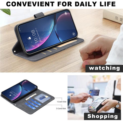 BINFEN COLOR For Oppo Reno13 F 5G (Reno 13 FS 5G) / 4G Phone Cases Wallet Stand Geometry Imprint Leather Cover