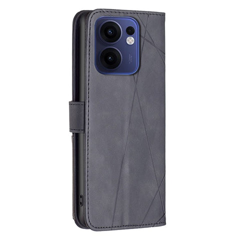 BINFEN COLOR For Oppo Reno13 F 5G (Reno 13 FS 5G) / 4G Phone Cases Wallet Stand Geometry Imprint Leather Cover