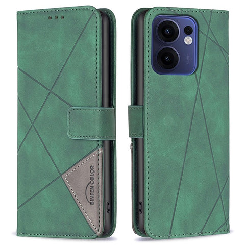 BINFEN COLOR For Oppo Reno13 F 5G (Reno 13 FS 5G) / 4G Phone Cases Wallet Stand Geometry Imprint Leather Cover