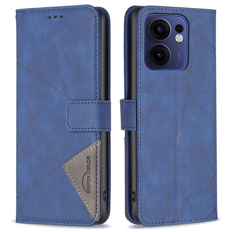 BINFEN COLOR For Oppo Reno13 F 5G (Reno 13 FS 5G) / 4G Phone Cases Wallet Stand Geometry Imprint Leather Cover