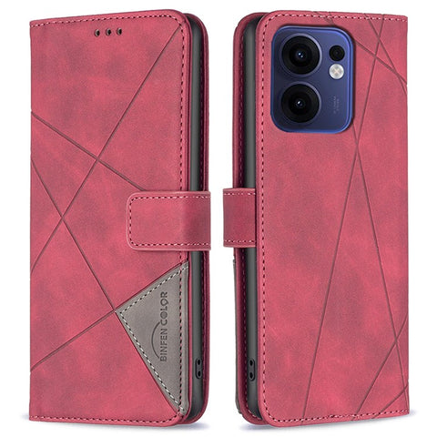 BINFEN COLOR For Oppo Reno13 F 5G (Reno 13 FS 5G) / 4G Phone Cases Wallet Stand Geometry Imprint Leather Cover