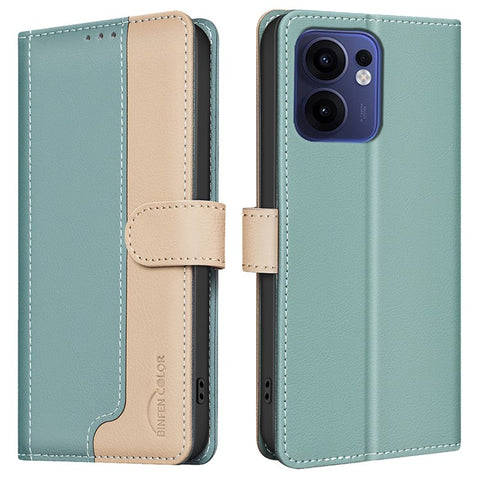 BINFEN COLOR BF33 for Oppo Reno13 F 5G (Reno 13 FS 5G) / 4G Leather Case Splicing Color RFID Blocking