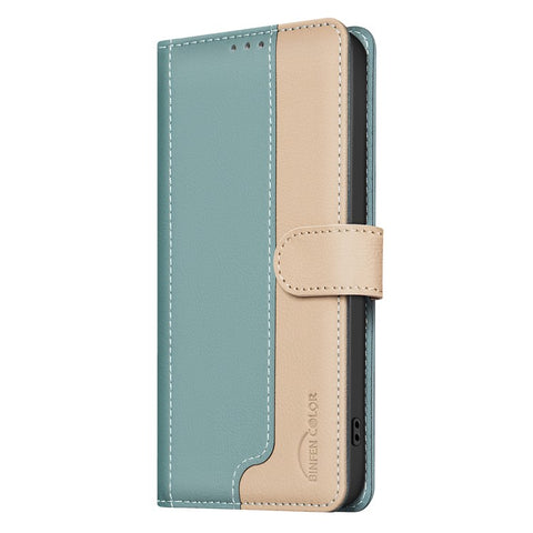 BINFEN COLOR BF33 for Oppo Reno13 F 5G (Reno 13 FS 5G) / 4G Leather Case Splicing Color RFID Blocking
