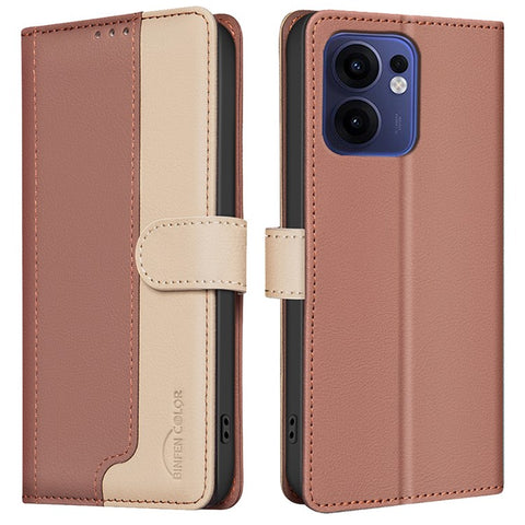 BINFEN COLOR BF33 for Oppo Reno13 F 5G (Reno 13 FS 5G) / 4G Leather Case Splicing Color RFID Blocking