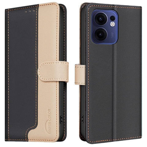BINFEN COLOR BF33 for Oppo Reno13 F 5G (Reno 13 FS 5G) / 4G Leather Case Splicing Color RFID Blocking
