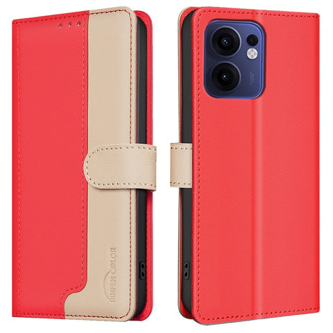 BINFEN COLOR BF33 for Oppo Reno13 F 5G (Reno 13 FS 5G) / 4G Leather Case Splicing Color RFID Blocking