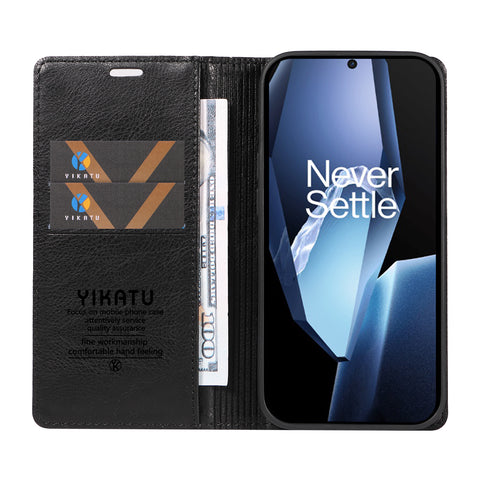 YIKATU For OnePlus Ace 5G Wallet Case  YK-006 Magnetic Closure Leather Phone Cover Litchi Texture