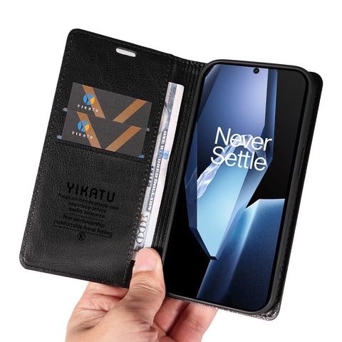 YIKATU For OnePlus Ace 5G Wallet Case  YK-006 Magnetic Closure Leather Phone Cover Litchi Texture