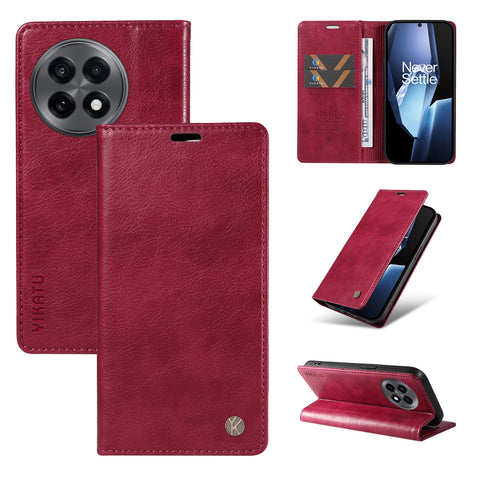 YIKATU For OnePlus Ace 5G Wallet Case  YK-006 Magnetic Closure Leather Phone Cover Litchi Texture
