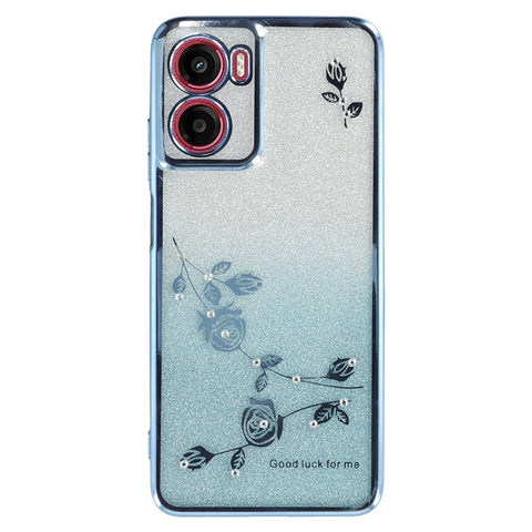 KADEM For Motorola Moto G05 4G  /  E15 4G Case Ring Kickstand TPU Flowers Phone Cover Gradient Glitter