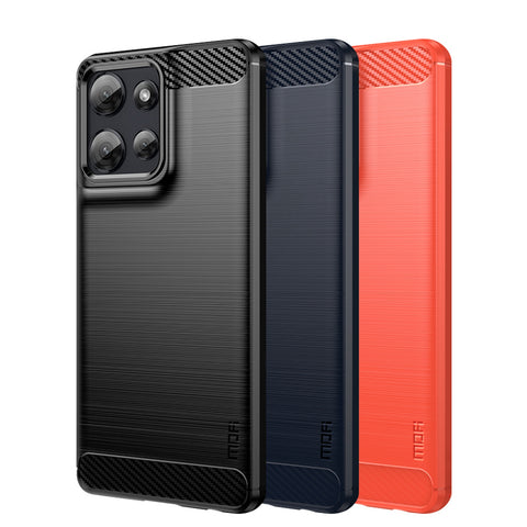 MOFI For Motorola Moto G Power (2025) Back Cover  Brushed Texture Carbon Fiber Soft TPU Case