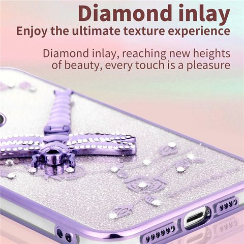 KADEM For Oppo Reno13 5G (Global) Case Dragonfly Kickstand TPU Flowers Glitter Phone Cover