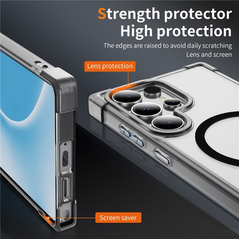 For Samsung Galaxy S24 Ultra Magnetic Case Reinforced Corners TPU + Acrylic Back Cover