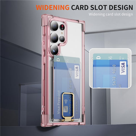 For Samsung Galaxy S24 Ultra Case Reinforced Corners TPU + Acrylic Phone Cover with Kickstand Card Holder