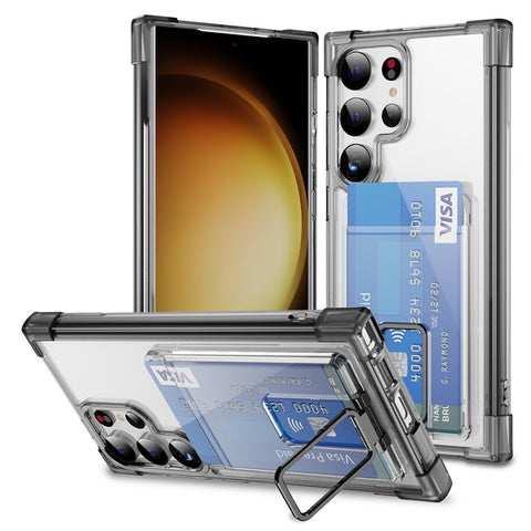 For Samsung Galaxy S24 Ultra Case Reinforced Corners TPU + Acrylic Phone Cover with Kickstand Card Holder